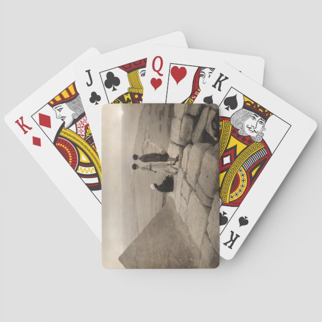 Flapper Girls Sunrise Khufu Pyramid, Egypt 1920  Poker Cards (Back)