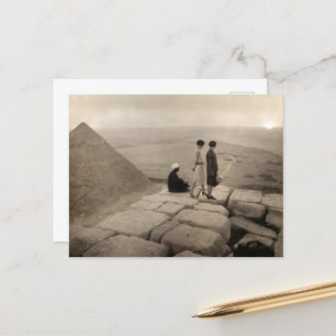 Flapper Girls Sunrise Khufu Pyramid, Egypt 1920 Postcard