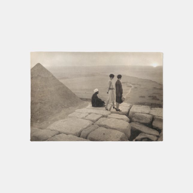 Flapper Girls Sunrise Khufu Pyramid, Egypt 1920  Rug (Front)