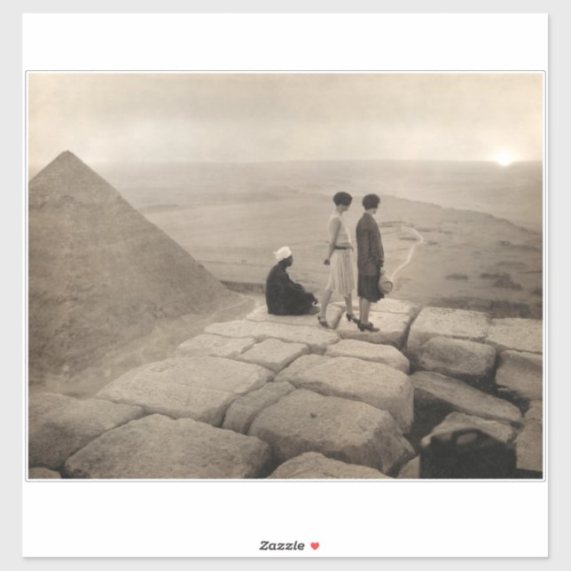 Flapper Girls Sunrise Khufu Pyramid, Egypt 1920  Sticker (Sheet)