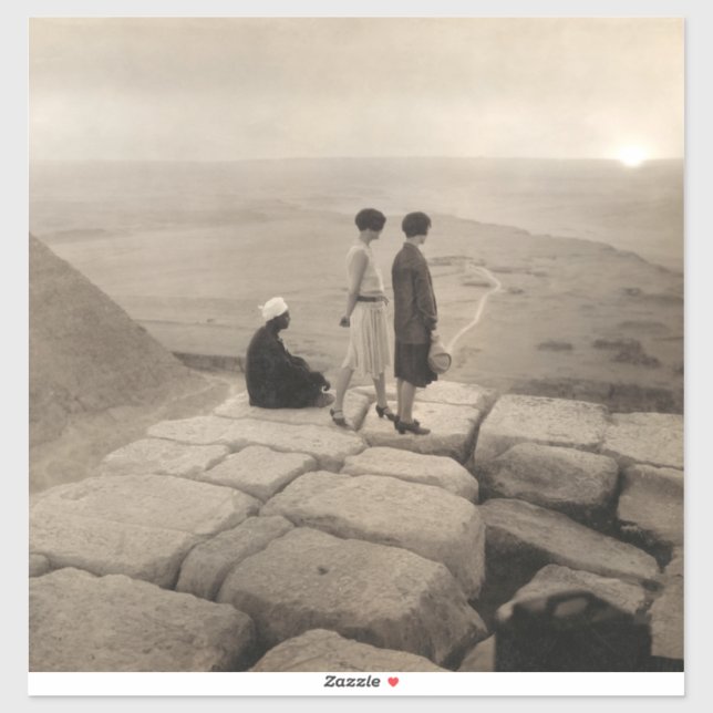 Flapper Girls Sunrise Khufu Pyramid, Egypt 1920  Sticker (Sheet)