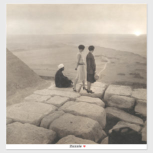 Flapper Girls Sunrise Khufu Pyramid, Egypt 1920 Sticker