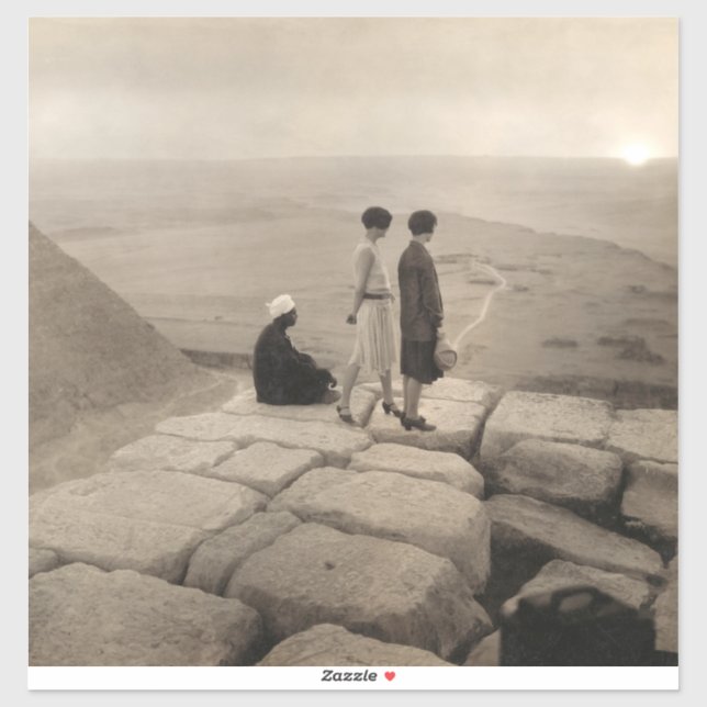 Flapper Girls Sunrise Khufu Pyramid, Egypt 1920  Sticker (Sheet)