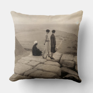 Flapper Girls Sunrise Khufu Pyramid, Egypt 1920 Throw Pillow