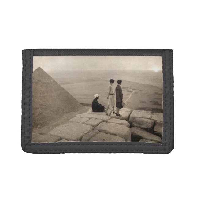 Flapper Girls Sunrise Khufu Pyramid, Egypt 1920  Trifold Wallet (Front)