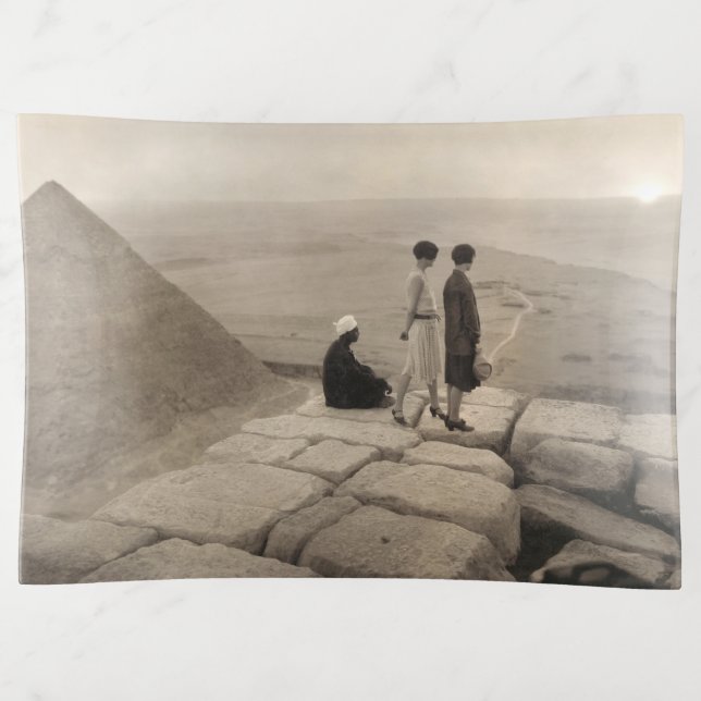 Flapper Girls Sunrise Khufu Pyramid, Egypt 1920  Trinket Tray (Front)