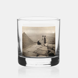 Flapper Girls Sunrise Khufu Pyramid, Egypt 1920 Whiskey Glass