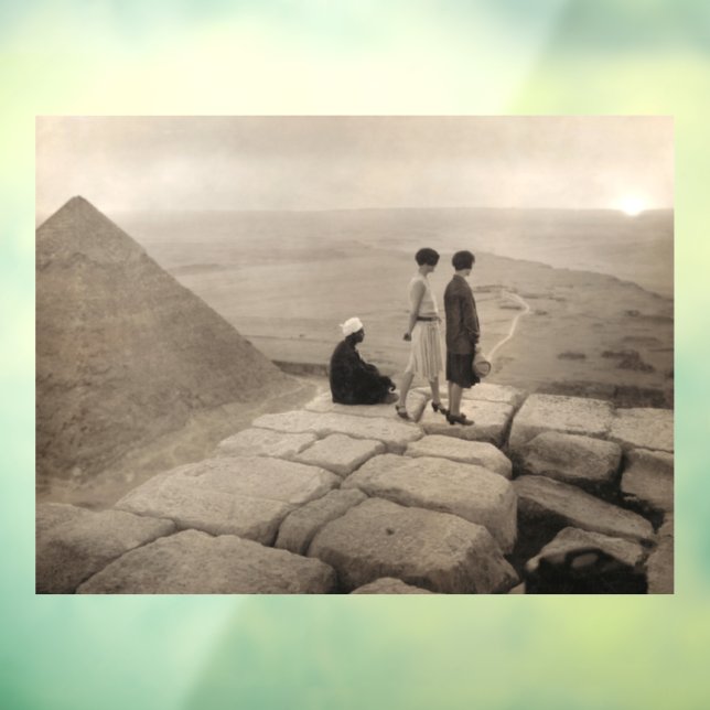 Flapper Girls Sunrise Khufu Pyramid, Egypt 1920  Window Cling (Sheet 3)