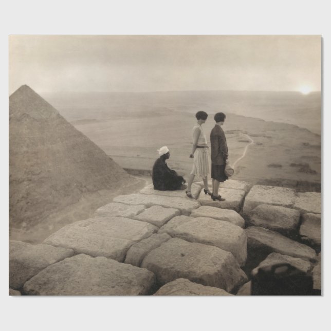 Flapper Girls Sunrise Khufu Pyramid, Egypt 1920  Wrapping Paper (Flat)