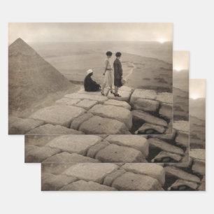 Flapper Girls Sunrise Khufu Pyramid, Egypt 1920 Wrapping Paper Sheets