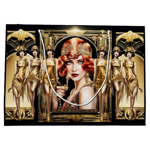 Flapper great gatsby girl redhead 1920s party large gift bag