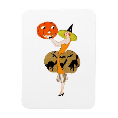 Flapper Holding a Jack_O_Lantern Magnet