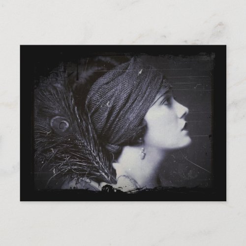 Flapper in a Feathered Turban Postcard