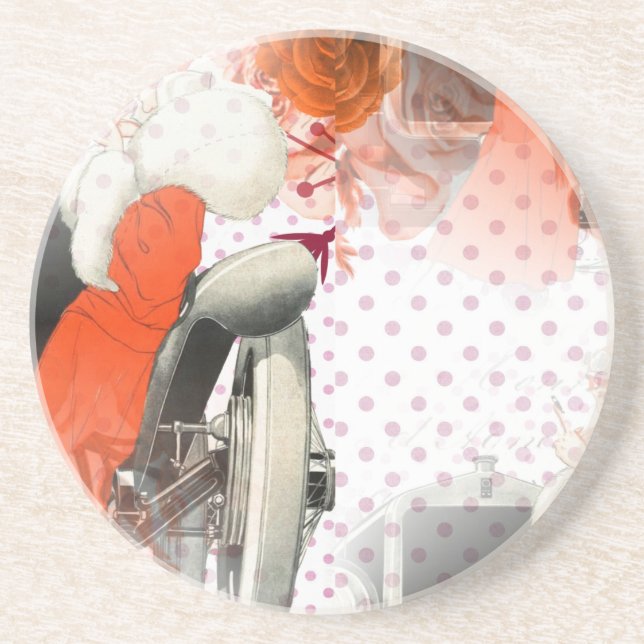 flapper polkadots sandstone coaster (Front)