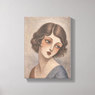 Flapper Shy Girl in Pastel colors Canvas Print