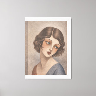 Flapper Shy Girl in Pastel colors Canvas Print