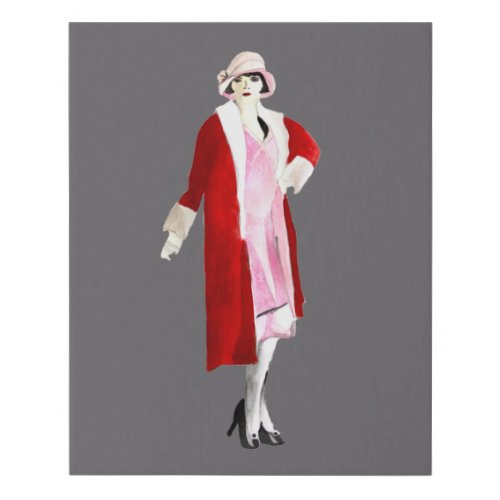 Flapper vintage fashion lady roaring twenties canv faux canvas print