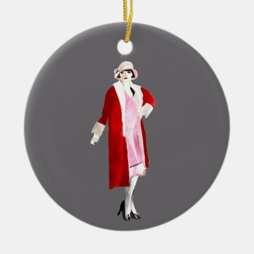 Flapper vintage fashion lady roaring twenties ceramic ornament