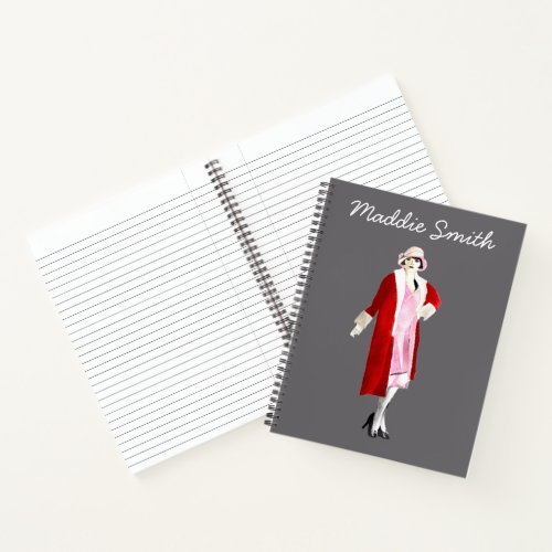 Flapper vintage fashion lady roaring twenties notebook