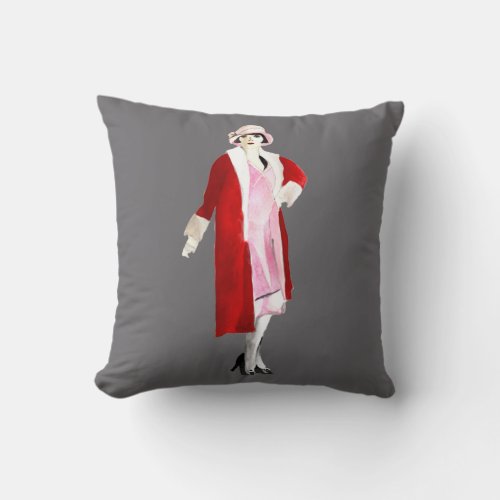 Flapper vintage fashion lady roaring twenties throw pillow