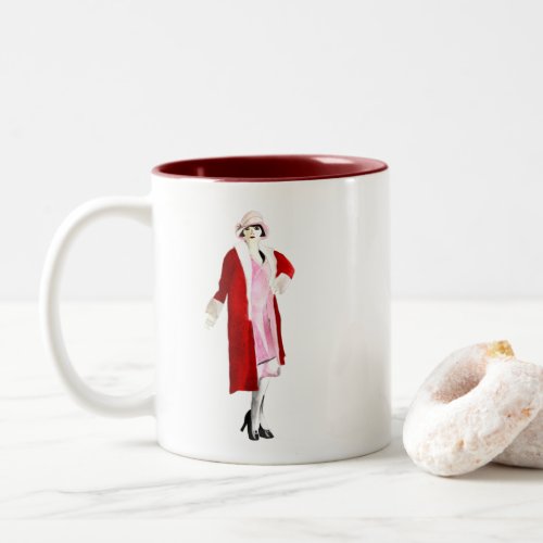Flapper vintage fashion lady roaring twenties Two_Tone coffee mug