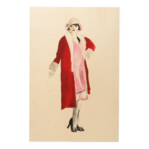 Flapper vintage fashion lady roaring twenties wood wall art