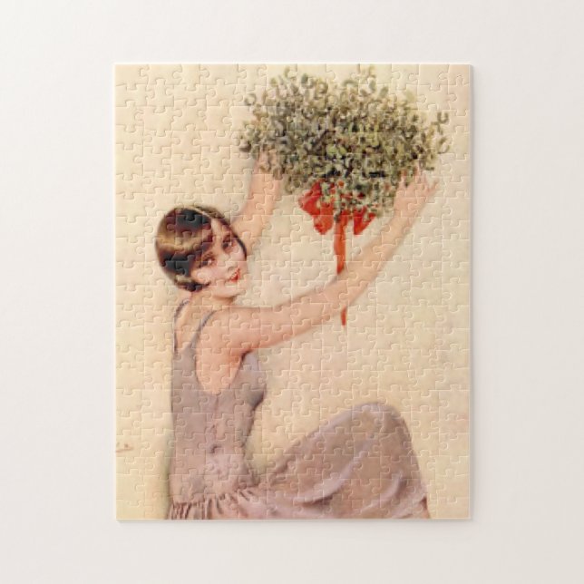 Flapper with Mistletoe Jigsaw Puzzle (Vertical)