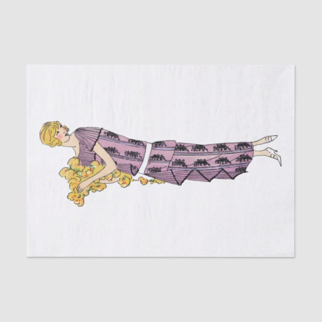 Flapper woman with flower, Decoupage Tissue Paper (Front)