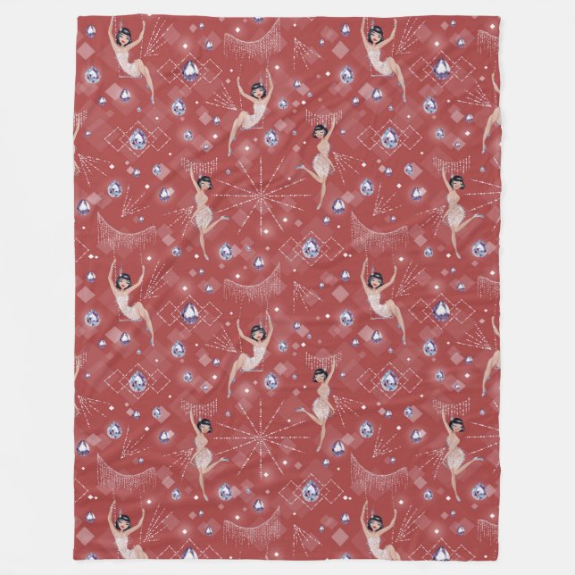Flappers Lady Glam Fun Red Design  Fleece Blanket (Front)