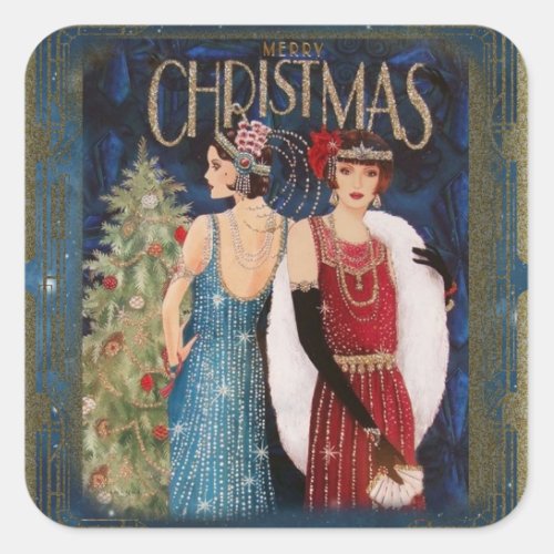 Flappers Vintage Christmas Sticker