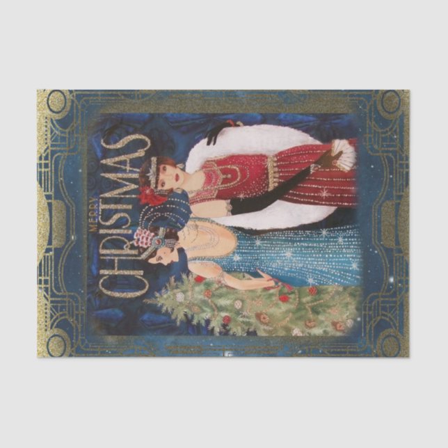Flappers Vintage Christmas Tissue Paper (Front)