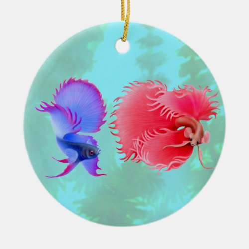 Flaring Betta Splendens Fighting Fish Ornament