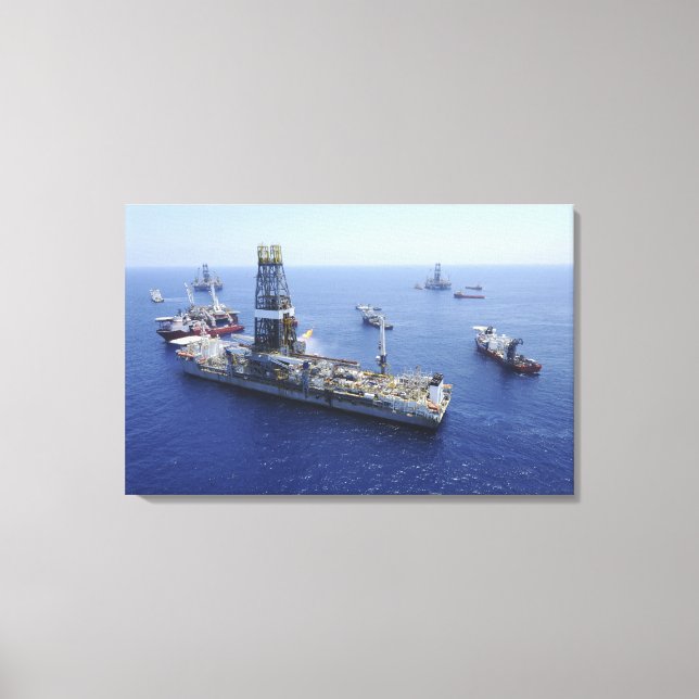Flaring operations conducted by the drillship canvas print (Front)