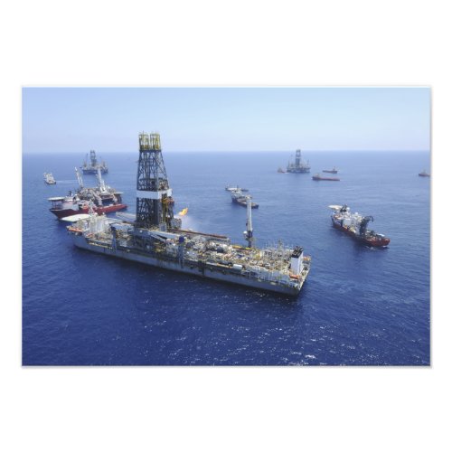 Flaring operations conducted by the drillship photo print