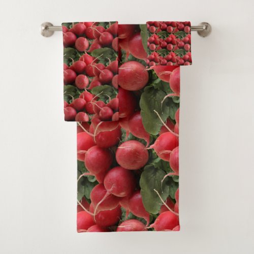 Flaring Red Radish Bunch  Bath Towel Set