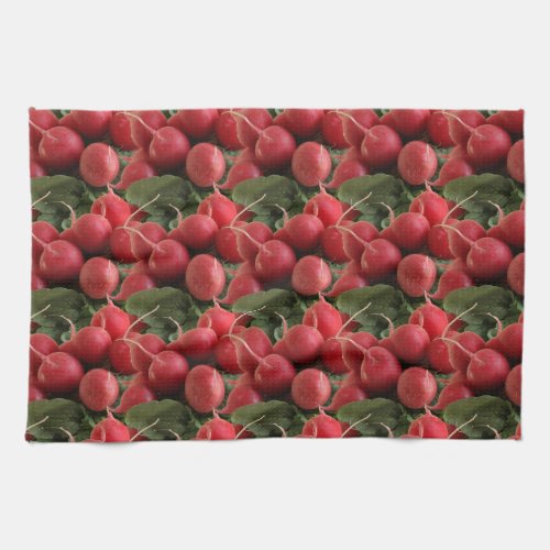 Flaring Red Radish Bunch   Kitchen Towel