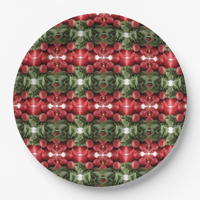 Flaring Red Radish Bunch  Paper Plates (Front)