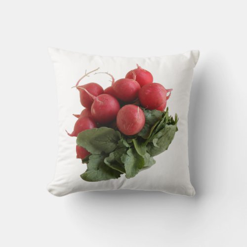 Flaring Red Radish Bunch  Throw Pillow