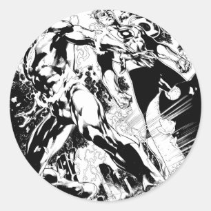 Flash and Green Lantern Panel 2 Classic Round Sticker