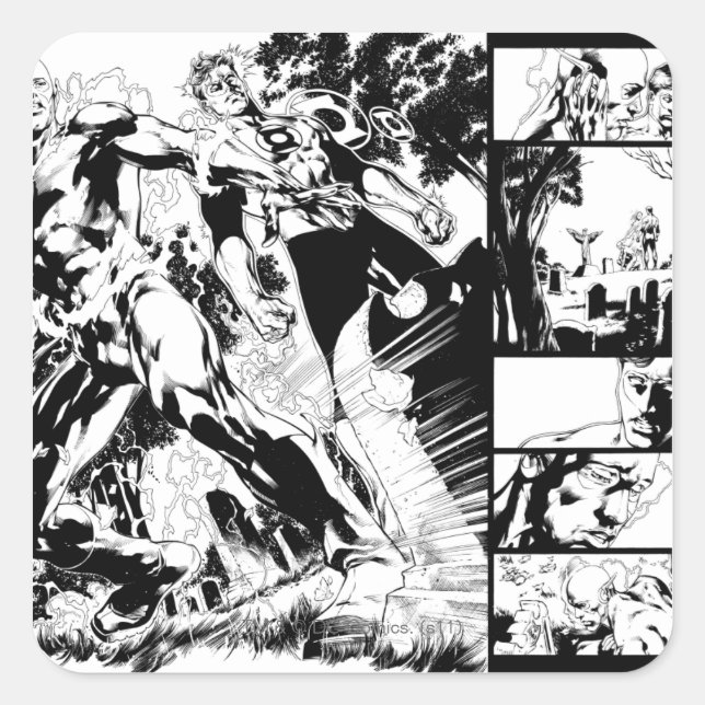 Flash and Green Lantern Panel 2 Square Sticker (Front)