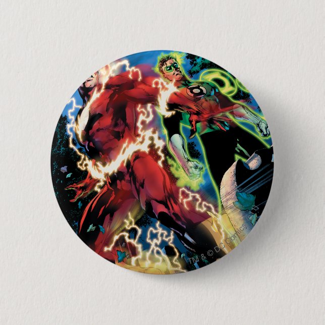 Flash and Green Lantern Panel Pinback Button (Front)
