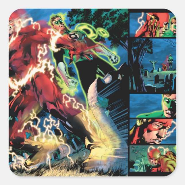 Flash and Green Lantern Panel Square Sticker (Front)