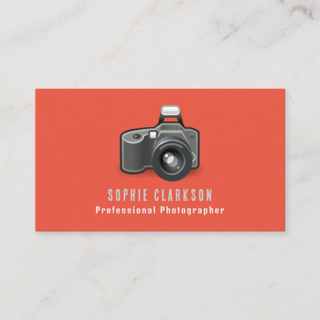 Flash Camera Icon, Photographer, Photography Business Card (Front)