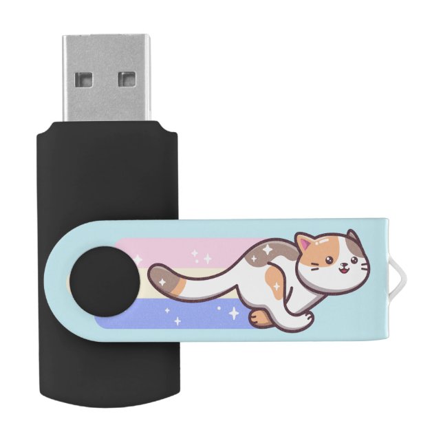 Flash Cat USB Swivel Flash Drive (Opened)