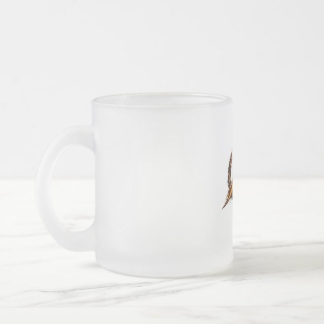 Flash inspired logo  frosted glass coffee mug (Left)