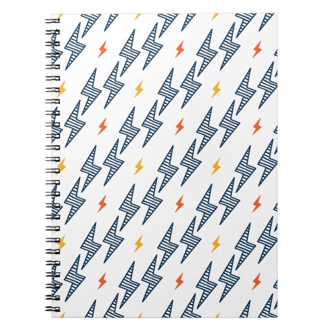 Flash. Lightning Bolts Seamless Pattern. Backgroun Notebook (Front)
