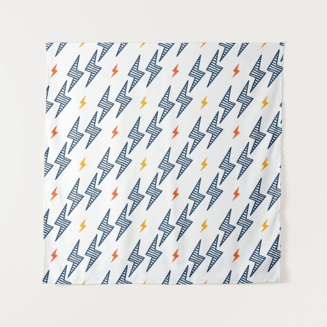 Flash. Lightning Bolts Seamless Pattern. Backgroun Tapestry (Front)