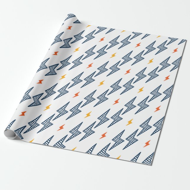 Flash. Lightning Bolts Seamless Pattern. Backgroun Wrapping Paper (Unrolled)