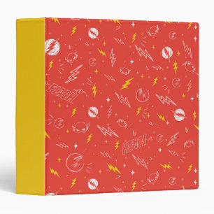 Flash Lightning Icon and Doodle Pattern 3 Ring Binder