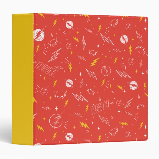 Flash Lightning Icon and Doodle Pattern 3 Ring Binder (Front/Spine)